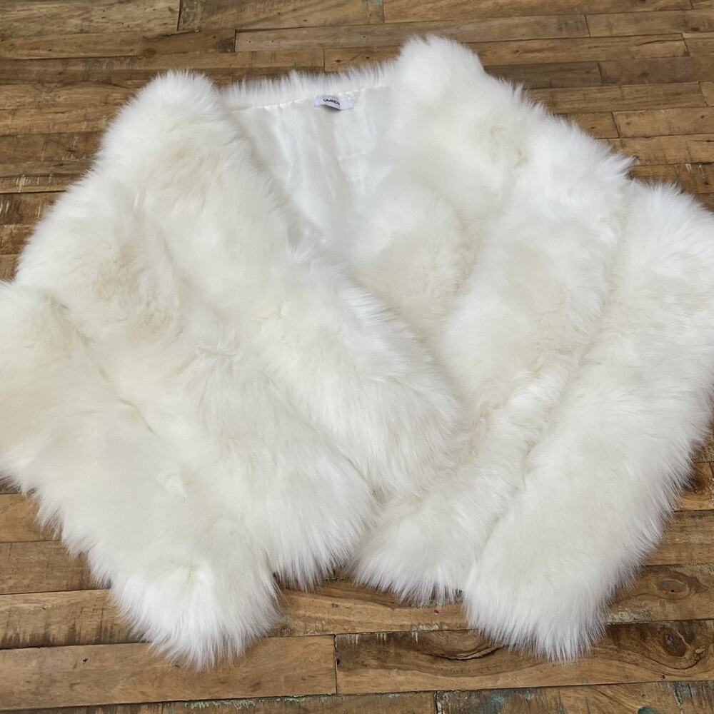 UMREN Luxurious Faux Fox Fur Wrap White Stole Shrug Winter Wedding